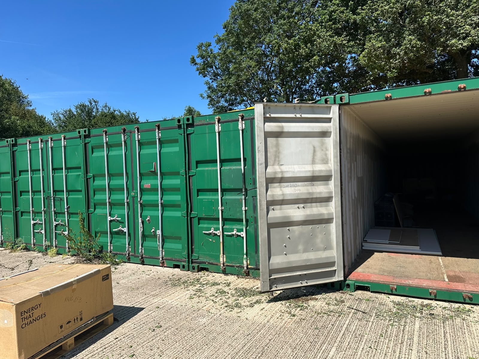 Row of 40ft storage containers to rent at Grovelands Business Park, Northamptonshire